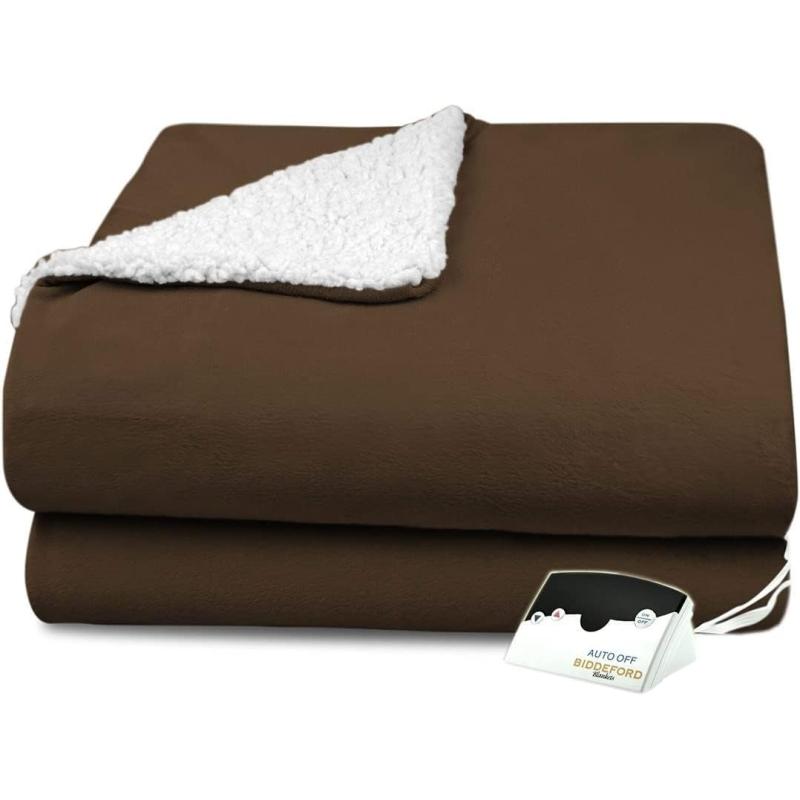 BIDDEFORD BLANKETS Micro Mink Sherpa Electric Heated Blanket with