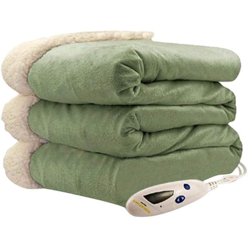 BIDDEFORD BLANKETS Micro Mink Sherpa Electric Heated Blanket With ...